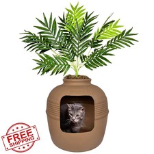 Good Pet Stuff Hidden Litter Box Planter Mocha Brown Artificial Plant