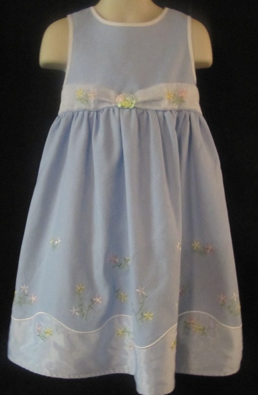 B.T. Kids Sleeveless Blue Dress with Flowers Size 5