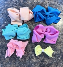 Set of 6 Multicolor Fabric Hair Bows for Girls, One Size