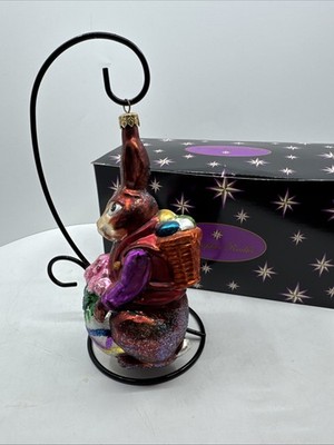 Vintage Christopher Radko Roy Rabbit Easter Bunny Hand Blown Glass Ornament
