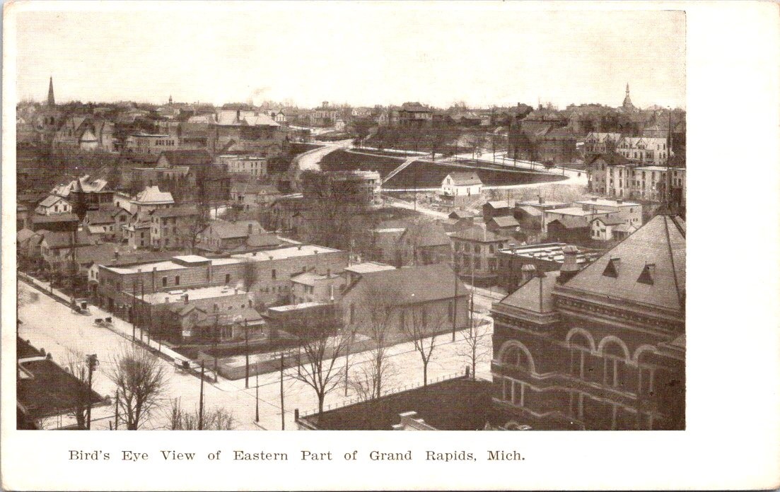 Bird's Eye View of Eastern Part of GRAND RAPIDS, Michigan Postcard