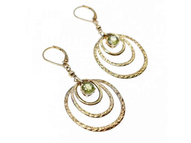 925 Sterling Silver Gold Plated Peridot Earrings - Image 4 of 4