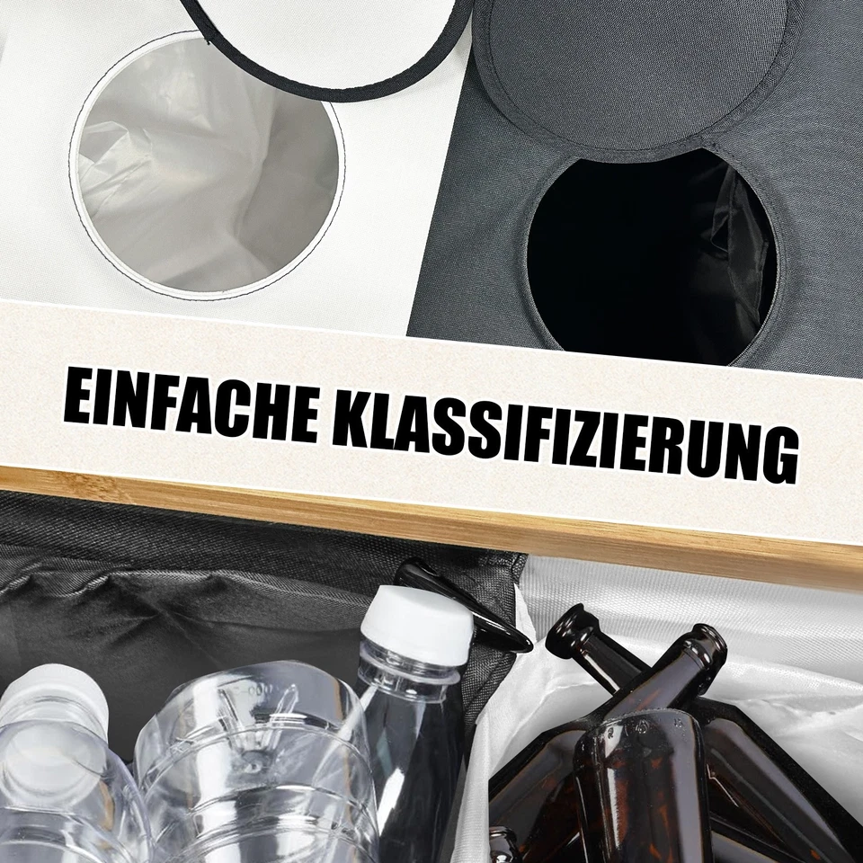 140L Pfandflaschen Aufbewahrung Tragetasche Recycling Sammelbehälter Schwarz - Bild 4 von 4