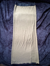 Women s Olive Green Solid Knit Maxi Skirt M Pull On Elastic Waist Long