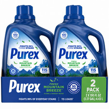 Purex Liquid Laundry Detergent Fresh Mountain Breeze 150oz 115 Loads Pack of 2 0.09 per gallon