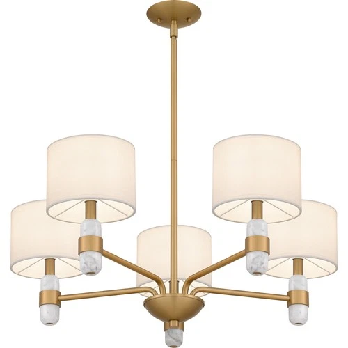 Brushed Weathered Brass Five Light Chandelier from the Kimberly Collection - Picture 4 of 6