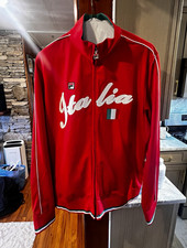 FILA Italia Full Zip Track Jacket Men s XL Red White Green Polyester