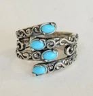 Vintage Carolyn Pollack Relios Sterling Silver Bypass Turquoise Ring Size 10