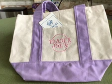New PURPLE Trader Joe's Pastel Mini Canvas Tote Bag 2025