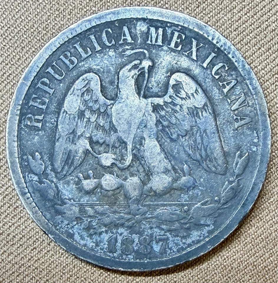 1887 Cn MEXICO, SECOND REPUBLIC 50 CENTAVOS - VERY NICE CULIACAN EXAMPLE! - Image 2 of 4