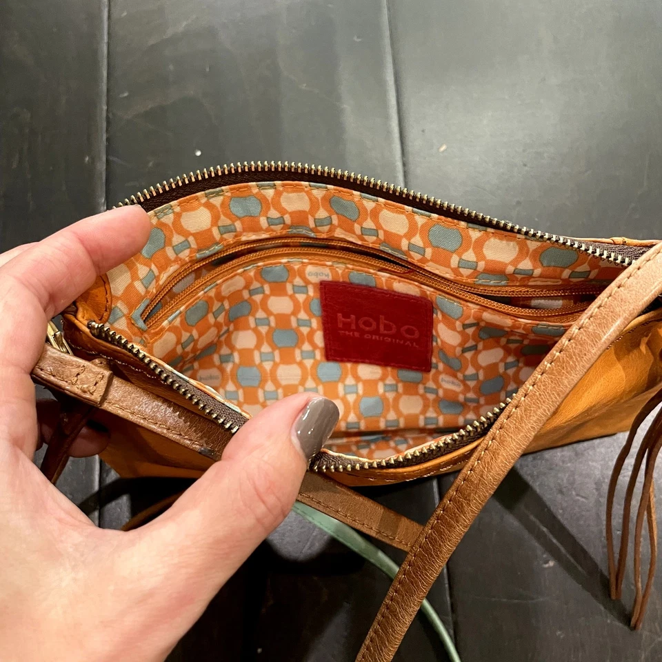 HOBO International Bolso de Hombro de Cuero Genuino Bandolera Cartera CONJUNTO Azul Naranja Foto 4 de 4