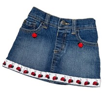 Vintage Y2k The Children's Place Girls 2t Lady Bug Denim Skirt w/ Built In Short