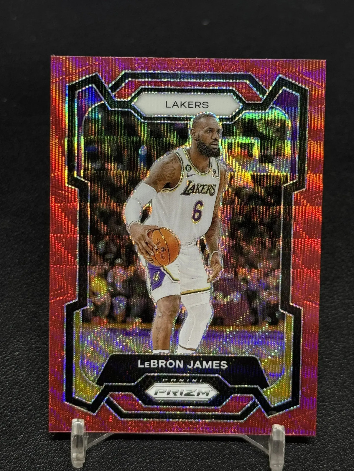 2023-24 Panini Prizm Basketball Lebron James #63 Red Wave Prizm Lakers-15
