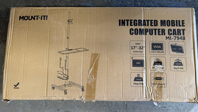 Mount-It! Mobile Cart with Monitor Mount Keyboard Tray and PC Holder