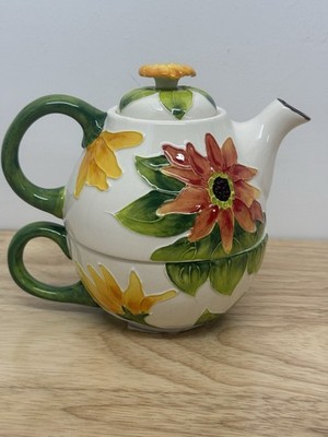 Blue Sky Ceramics Tea For One Sunflower Floral Design Heather Goldminc #15