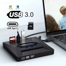 7in1 External CD DVD Drive USB 3.0 Writer Burner Player for Laptop Windows 11 10