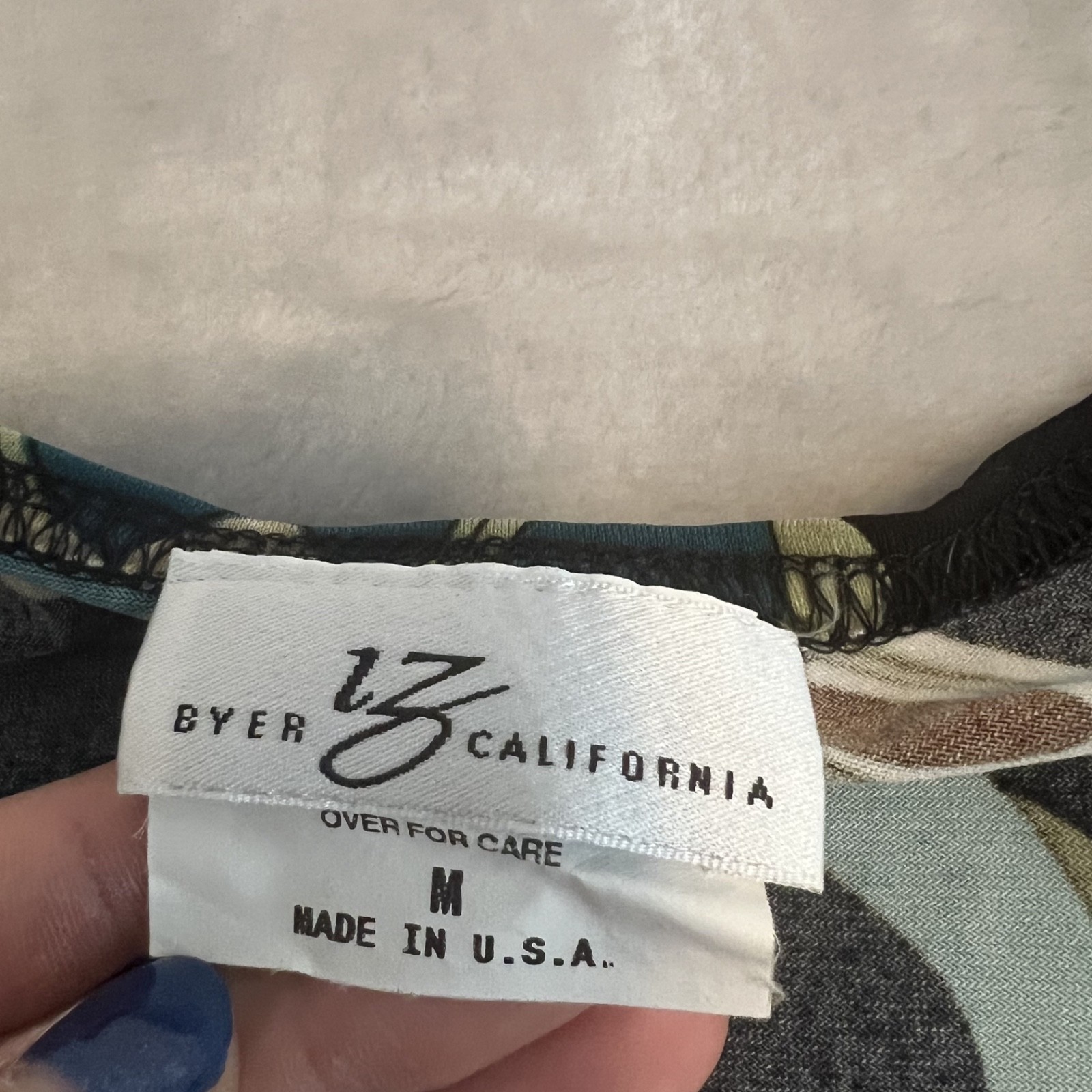 VTG Byer Top Womens Medium Black Retro Floral Wrap Stretch Y2K Boho Fairygrunge