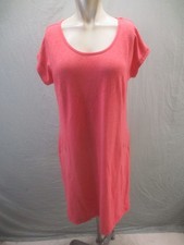 Talbots Size M Womens Red Short Sleeve Round Neck Casual Comfy A Line Dress 840