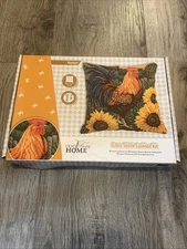 Crystal Art Needle Point Cross stitch Cushion Pillow Kit Rooster Craft Buddy