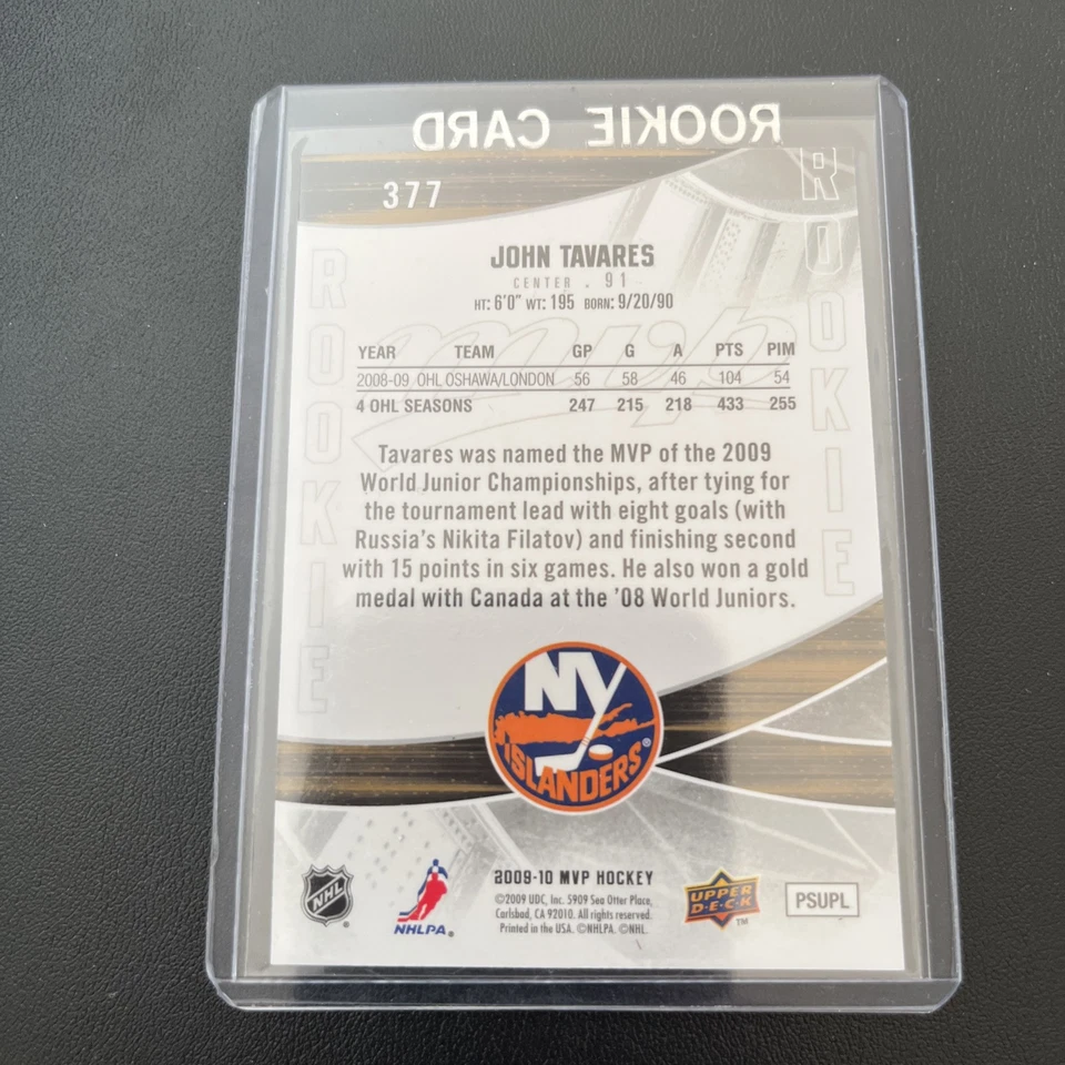 2009-10 Upper Deck MVP Rookie Gold Script /100 John Tavares #377 Rookie RC - Image 4 of 4