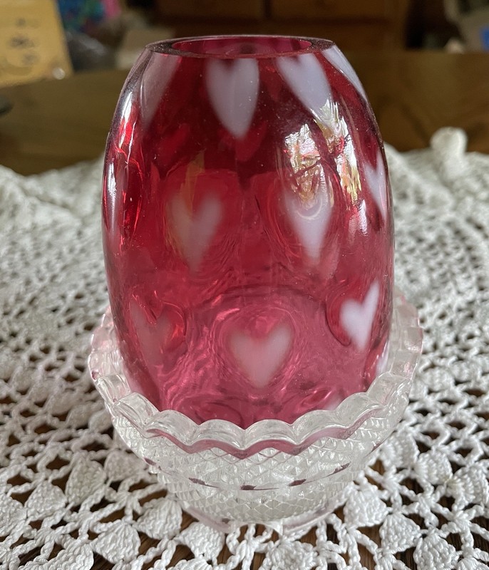 EUC ❤️ Fenton Heart Optic In Cranberry Opalescent/1998 #4905 CR