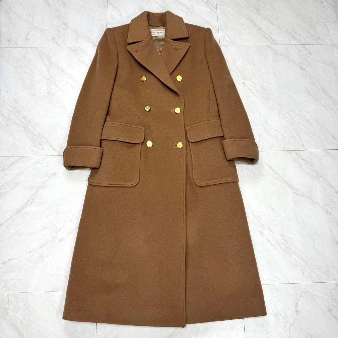 ジャケット・アウター Yves Saint Laurent wool pea coat brown Saint Laurent Brown Solid Coats, Jackets & Vests for Women for
