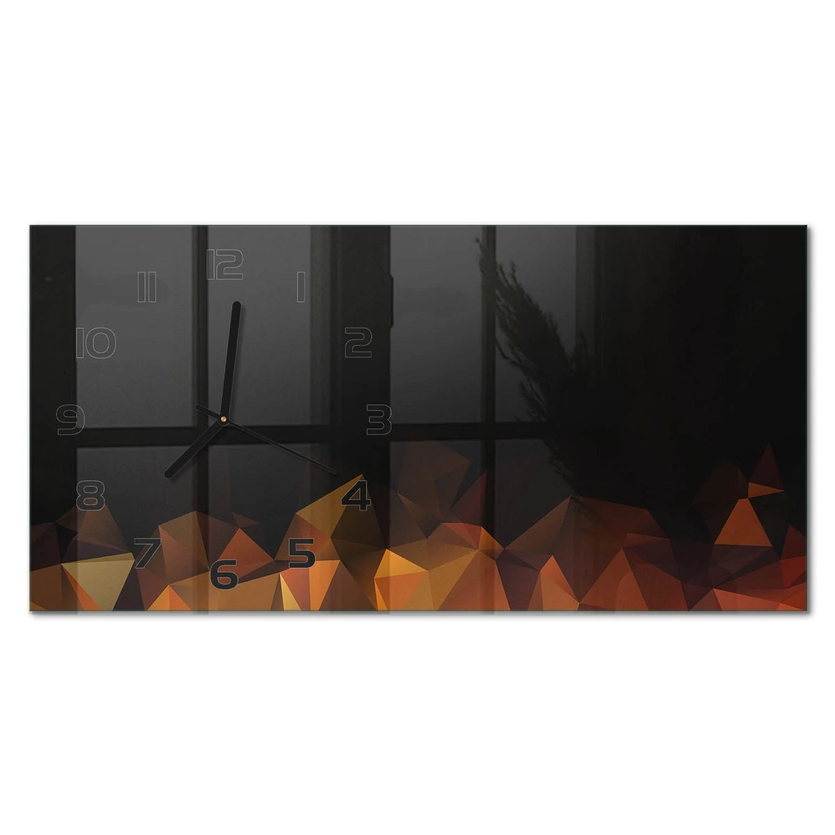 Reloj de Pared Rectangular Horizontal Decorativo de Cristal Abstracción 60x30 cm