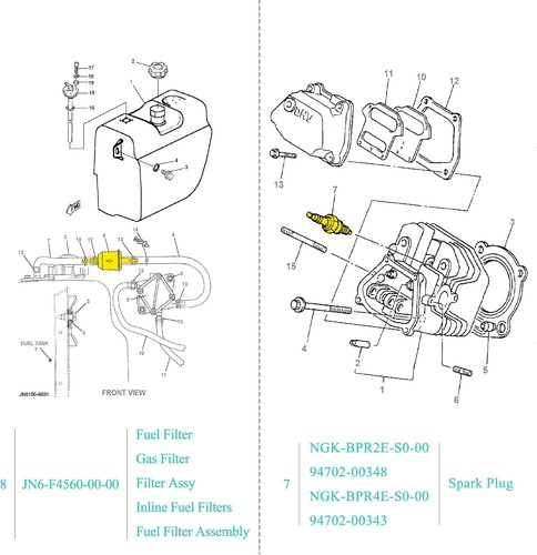 Kit de filtro de combustible de aire para carro de golf Yamaha G16 G20 G21 G22 G29 JN6-E4450-01 EE. UU. - Imagen 5 de 13