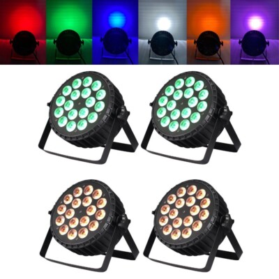 4pcs 18X18W 6IN1 LED Par Light Flat Slim Par Ligh For DJ Show Bar Church Wedding