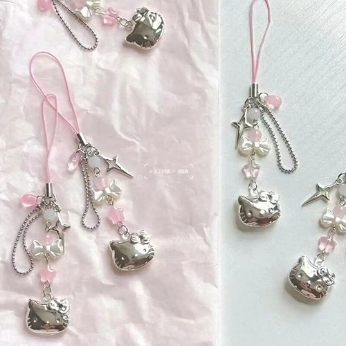 Hello Kitty Phone Chain Star Butterfly Knot Pendant Phone Camera Chains Keychain - Zdjęcie 4 z 9