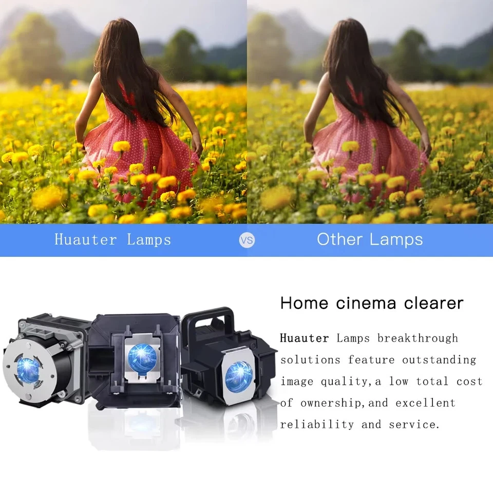 Lâmpada para projetor ELPLP78 V13H010L78 lâmpadas compatíveis para EPSON EB-98 EB-S03 EB-S12 - Imagem 3 de 4