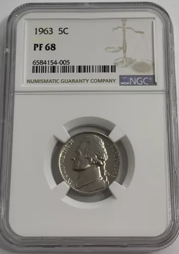 1963 NGC PF68 PROOF THOMAS JEFFERSON NICKEL 5C GREAT EYE APPEAL WHITE LABEL