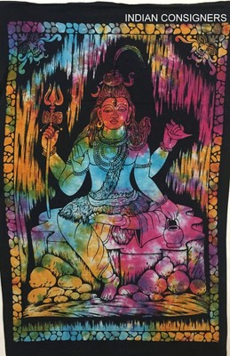 Multi Color Wall Hanging Lord Shiva Pattern Small Size Tapestry Poster Indian