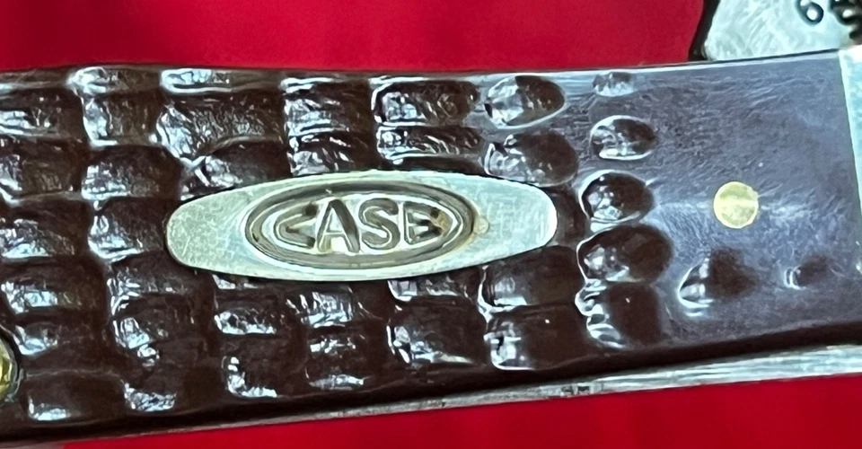 CASE XX OEM 6254 SS FACA CAÇADORA DOBRÁVEL *FEITA NOS EUA*-ALÇAS DE OSSO VERMELHO-USADA - Imagem 4 de 4