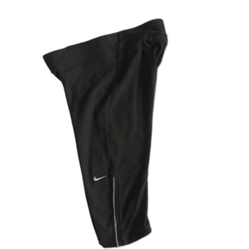 Nike DRI-FIT Black Athletic Knee Crop Length Leggings Shorts Run Zip Pkt Size XS - Picture 4 of 11