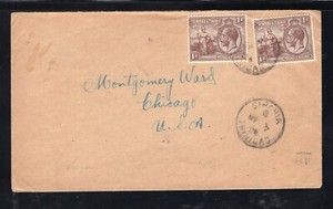 Trinidad 1924 Siparia to Chicago cover franked 2 x 1p brown Britannia, Scott 22