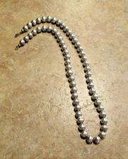 23" SUPERB Vintage Navajo Sterling Silver PEARLS Bead Necklace on Foxtail Chain