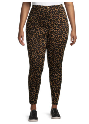 Terra & Sky 5X 32W-34W Plus Super Soft Comfy Stretchy Pull on Jeggings Leopard