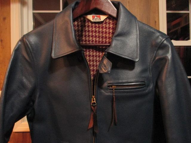 BEN DAVIS  レザースポーツジャケット BEN DAVIS Leather Sports Jacket - Single Riders - Navy