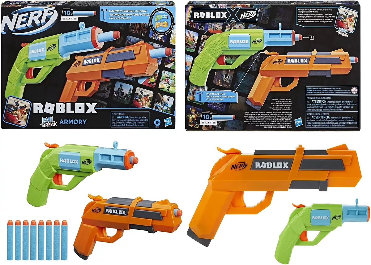 NERF Roblox Jailbreak Armor Includes 2 Hammer Action Blasters Ages