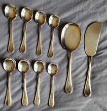 Service à glace métal argenté modèle PERLES : 8 cuillères + pelle & couteau