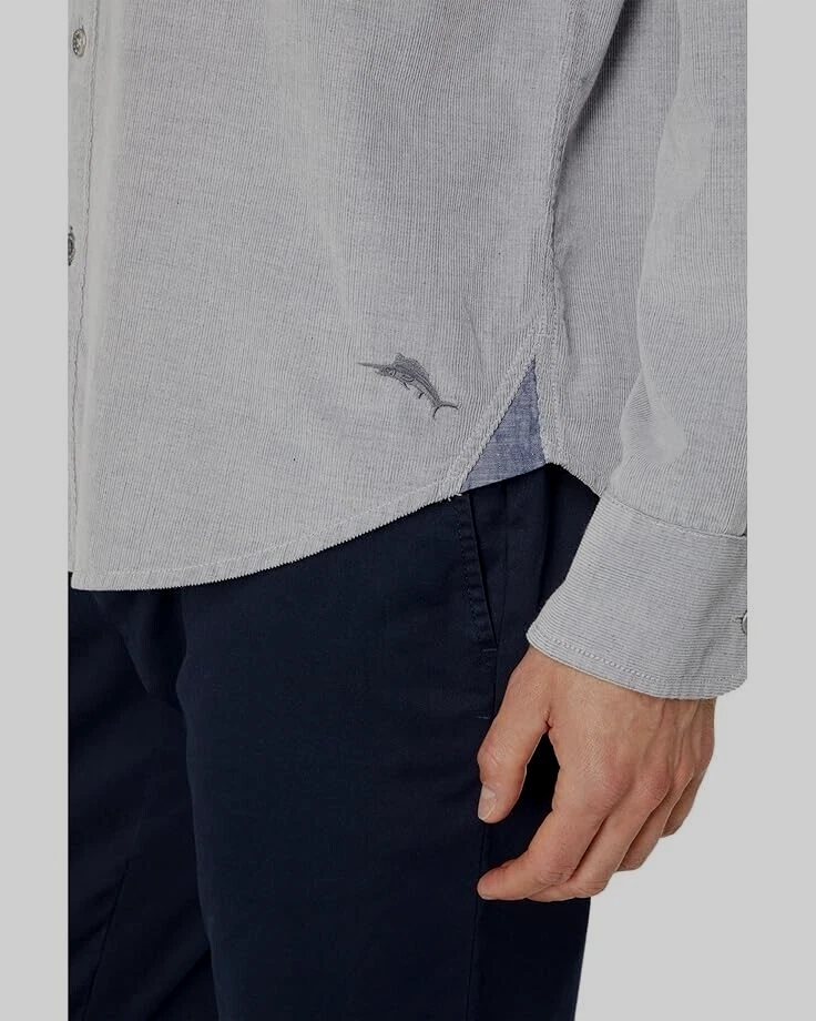 Camisa Tommy Bahama Para Hombre Talla 3XL-Alto Cordón Costero Gris Zinc LS Abotonada Foto 3 de 3