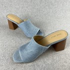Nine West Heel Mule Denim Slide Women’s Size 8.5 Sandals Y2K 90’s Chucky Block