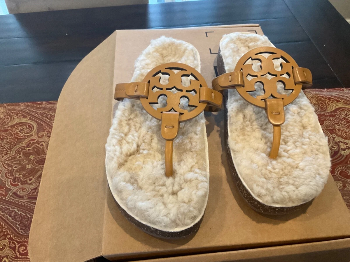 Tory burch miller shearling leather sandal hot sale