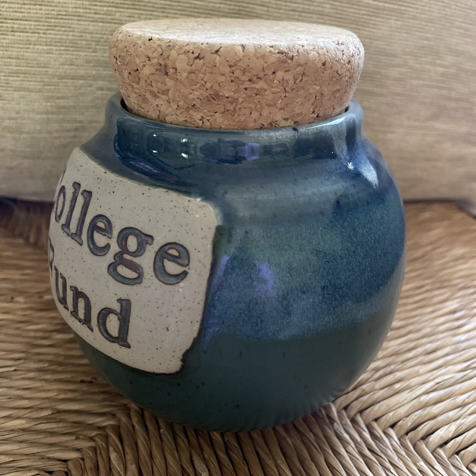 College Fund Jar - Piggy Bank - Graduation Gifts - Pottery with Cork ...