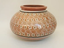 Vintage A. Solis Mexico pottery large pot vase warm tones 13" wide
