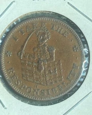 Hard Times Token.  "I Take The Responsibility"  XF-AU.