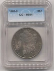 1880-S MORGAN DOLLAR ICG MS64 COOL TONING!