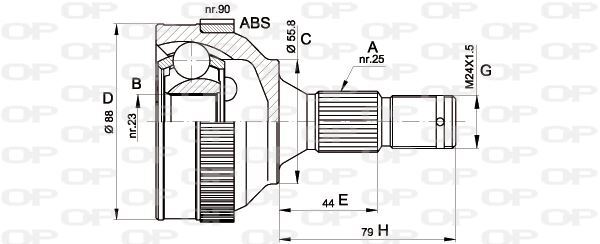 Tête de cardan pour Peugeot 405 et Citroën BX Turbo Diesel et GTI