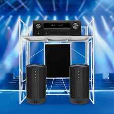 DJ Event Facade White/Black Scrim Metal Frame Booth+25"x43"Table Station